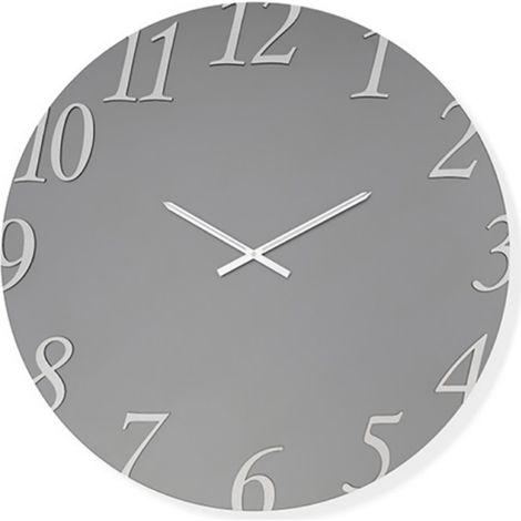Orologio rotondo D60 cm GARRET in cristallo satinato Fume' e numeri Argento