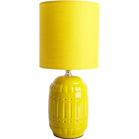 Tischlampe Tischleuchte Leselampe Keramik Nachttischlampe Textil gelb H 30 cm