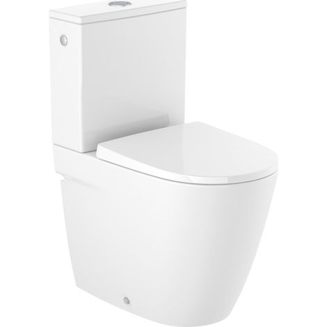 Inodoro completo con taza Rimless® salida dual con cisterna de alimentación lateral y asiento con caída libre ONA - ROCA
