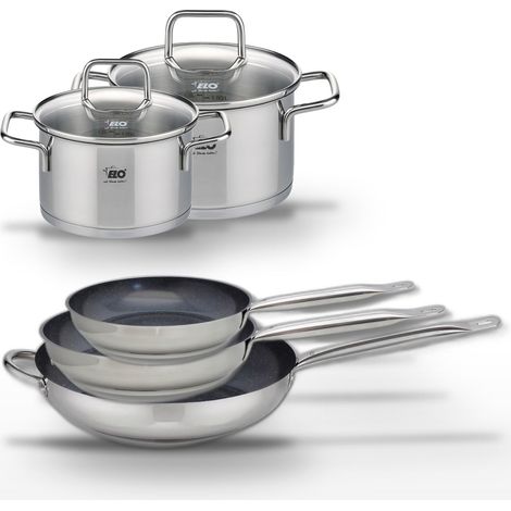 Lot de 3 Poêles 24/28/32cm Elo Profi Therm Platinum et 2 Faitouts (1/5)