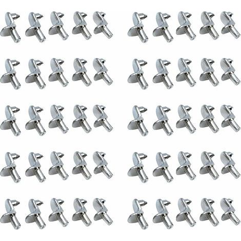 Lot de 50 taquets d'étagère en alliage de zinc nickelé – Goupilles de support 5 mm – Installation facile pour armoires et vitrines - 50PCS (1/5)