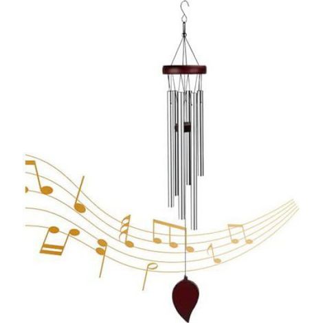 Carillon À Vent - 6 Tubes En Aluminium - Pour Extérieur Jardin Balcon - 70 Cm - Rouge (1/4)