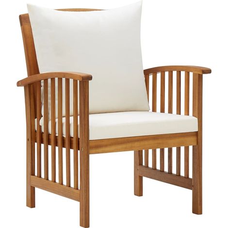 INLIFE Chaises de jardin avec coussins 2 pcs Bois d'acacia massif (1/5)