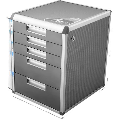 Organizzatore per cassetti portadocumenti, con chiusura a chiave, soluzione di archiviazione versatile, colore grigio. (1/2)