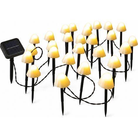 Guirlande Solaire LED Champignons, Blanc Chaud, 30 Lumières 6,5 m, Étanche pour Décoration de Jardin Extérieur (1/5)