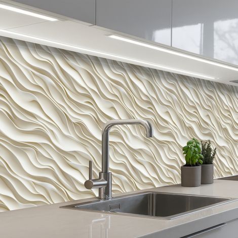 SALPICADEROS DE COCINA Olas - Blanco - Minimalista 250x60 (1/5)