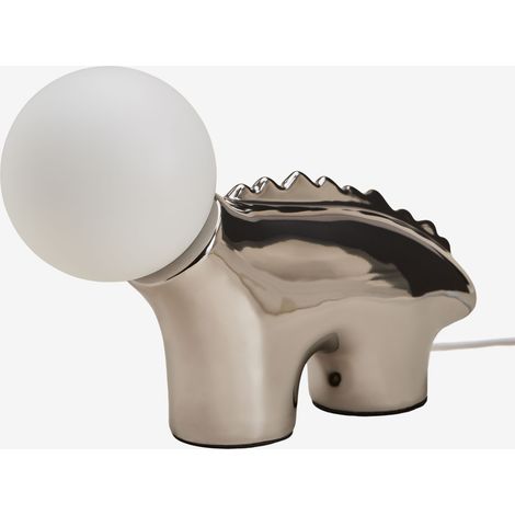 SKLUM Tischlampe aus Keramik mit Glaskugel Maloa Grau Chrom                                  