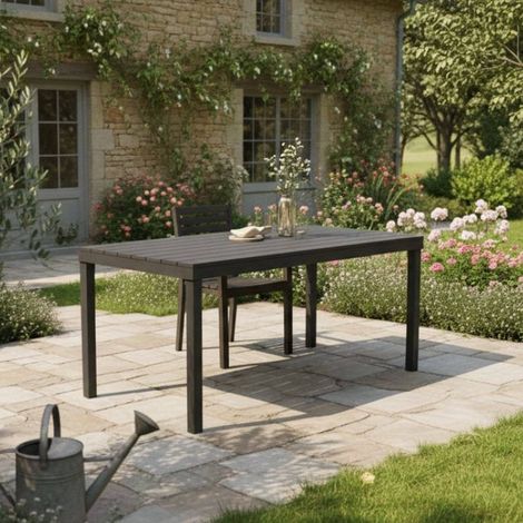 Dmora – Table de jardin 10 places – Étanche et résistante – 138x80x72 cm – Structure en polypropylène – Made in Italy – Noir anthracite - 138x80x72h