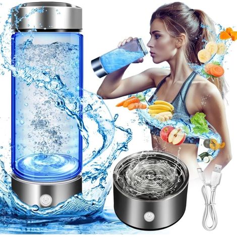 Bouteille d'hydrogène de 420 ml, Machine portable d'ioniseur d'eau hydrogène, générateur d'eau d'hydrogène (argent) (1/5)