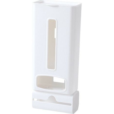 Wall-mounted plastic bag dispenser, Bin bag storage box, White