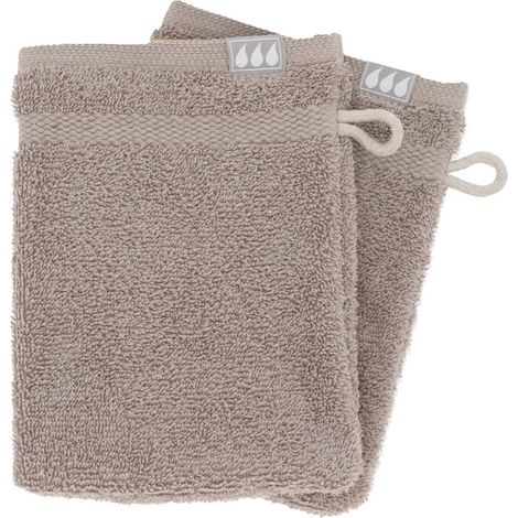 Set aus 2 waschhandschuhen 15x21 cm 100% baumwolle - taupe - Tendance
