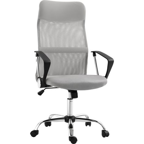Fauteuil directionnel ergonomique dossier filet, réglable en hauteur, pivotant, assise grise 63x65x119-119cm (1/5)