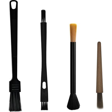 Set di 4 spazzole per la pulizia di macinacaffè, con setole naturali e manici in legno: lo strumento essenziale per la pulizia quotidiana della tua macchina da caffè espresso e del tuo macinacaffè. (1/5)