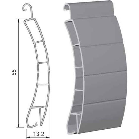 Lame Volet Roulant 55mm PVC Ajourée - 160cm - Blanc - Recoupable