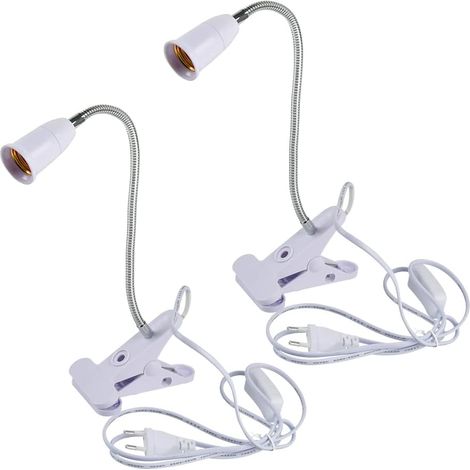 JSSEVN-Lampe avec Pince E27 2Pcs Lampe de Bureau a Pince avec Interrupteur Flexible pour Lit Lampes de Table à Pinces, Lampes Spot Pinces,Sans Ampoules (1/5)