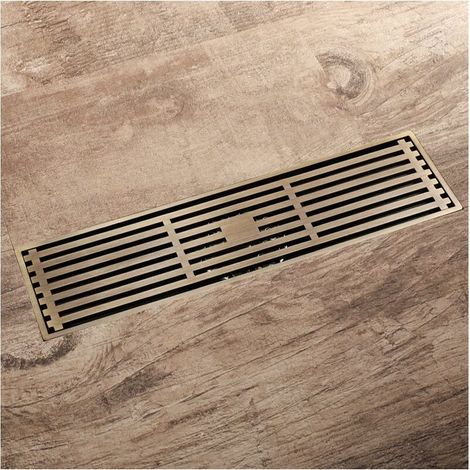 EASYCOMFORT Drain de Douche en laiton, Siphon de Sol Rectangle Anti-odeur Grille Douche pour Salle de Bain 30 x 8.2 cm, Caniveau de Douche avec Filtre à Cheveu, Accessoires de salle de bain (Style C) (1/5)