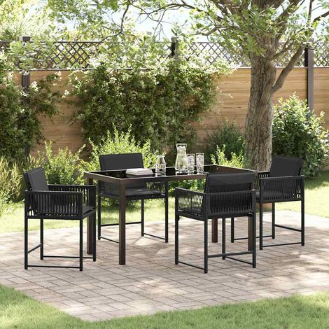 vidaXL Garten Essgruppe 5 pcs Schwarz Poly-Rattan (1/5)