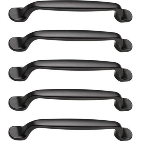 5 Pièces Poignée Meuble Noires, Poignée Entraxe 128mm,Poignée De Meuble En Alliage Aluminium, Pour Meuble, Tiroir, Armoire, Commode, Placard De Cuisine Et Chambre (1/4)