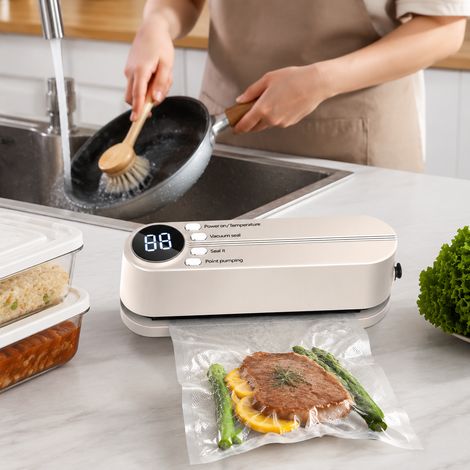 Mini scelleur sous vide rechargeable par USB, scelleur automatique pour aliments frais, scelleur de sacs portable pour la cuisine et les voyages. (1/4)