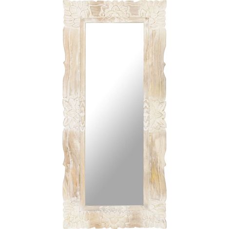 FIMEI Miroir Blanc 110x50 cm Bois de manguier massif (1/5)
