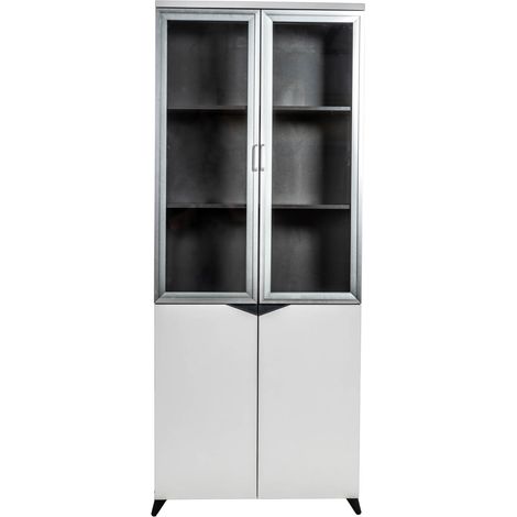 Büromöbel Büro Schrank Aktenschrank CARLO schwarz-weiß 80x40x200 cm Büro Homeoffice Arbeitszimmer (1/2)