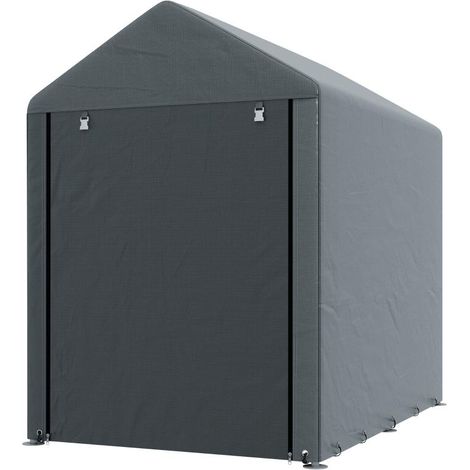 Abri de jardin, tente de rangement, robuste et résistant aux intempéries, structure en acier, 1,2 x 1,8 x 1,6 m, gris foncé
