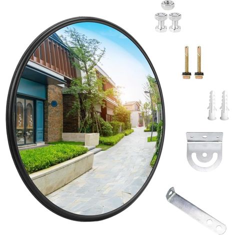 Specchio stradale convesso, 30 cm, per garage, vialetto, parco, con ampio angolo di visione regolabile, adatto per uso interno ed esterno (A) (1/5)