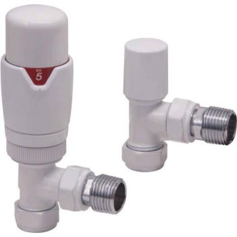 Orbit Designer Thermostatic Angled Radiator Valves Pair - White
