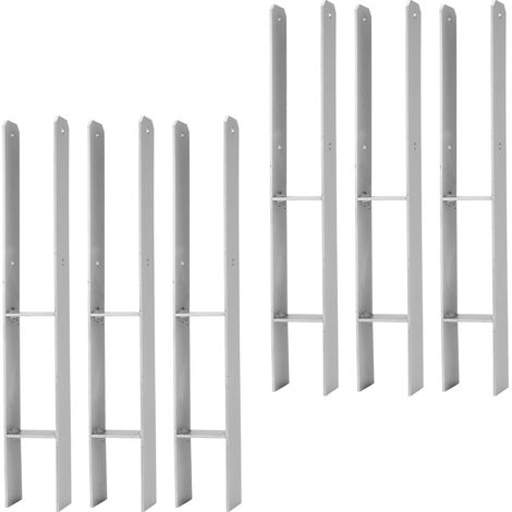 Wolketon 6x H Support de poteau  H-ancre  Ancre de poteau Pied de poteau Patte de poteau 81x600mm (1/5)