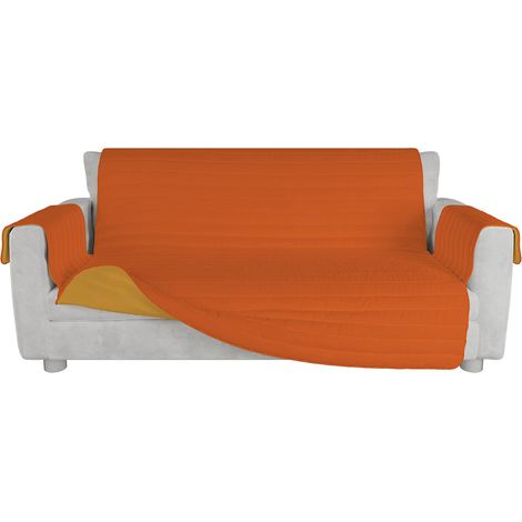 Italian Bed Linen Copridivano bicolore in microfibra TRENDY, Arancio/Giallo, 3 Posti (1/4)