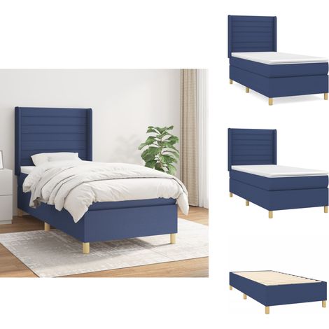 Boxspringbett mit Matratze Blau 80x200 cm Stoff - Boxspringbett - Doppelbett - Schlafraum - Blau - Bettenrahmen (1/5)