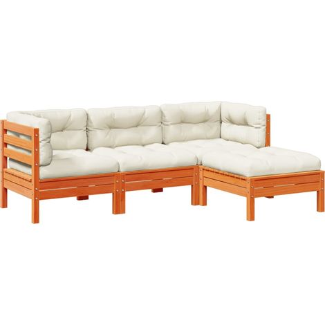 Maison Exclusive - Set de sofás jardín 4 pzas con cojines madera (1/5)