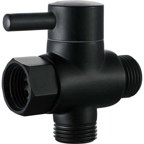 Robinet d\'arrêt pour colonne de douche, robinet de pommeau de douche 1/2", pommeau de douche pour toilettes (noir) (1/4)