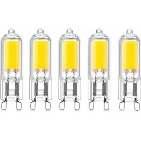 Ampoule G9 - LED COB 2 W 220 V 200 Lumen 3000 K Blanc Chaud - Pour Lustres Appliques Lampadaires - Lot De 5