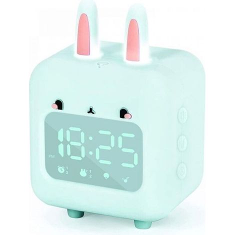 Réveil numérique lapin pour enfants avec veilleuse, minuteur, fonction répétition, horloge de chevet rechargeable par USB pour filles et garçons, idéal pour chambre à coucher et cadeau de rentrée scol (1/5)