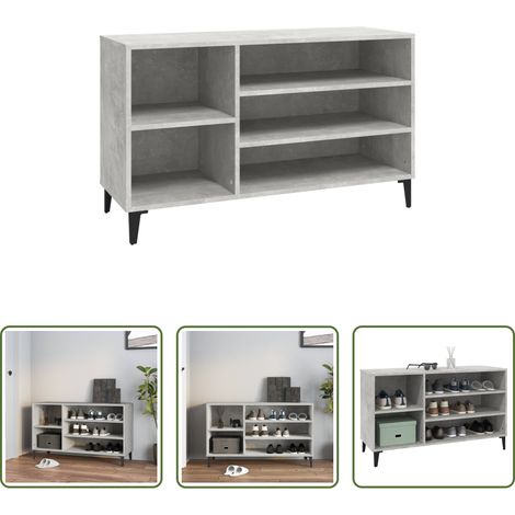 vidaXL Bois d'ingénierie - Armoire à chaussures Gris béton 102x36x60 cm Bois d'ingénierie (1/5)