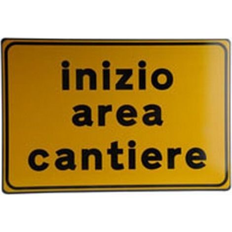 3G CARTELLO STRADALE TRIANGOLARE INIZIO AREA CANTIERE 60X40 CM CLASSE I RIFRANGENTE LAMIERA METALLICA 10-10 SPESSEZZA BORDATURA IRRIGIDITA COLORE BIANCO