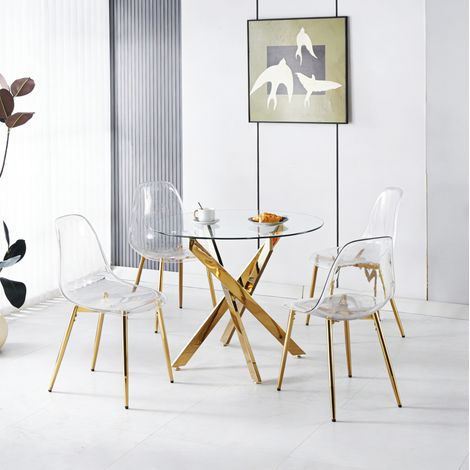 Sedia imbottita velluto gambe in metallo dorato OKMYHOME (1/5)