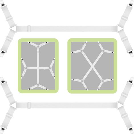 Tendeur Drap HousseAttache Housse avec Clips en MétalRéglable Élastiques Triangle Sangles de SoutientCompatibles avec Tous 2 pièces Métal (1/5)