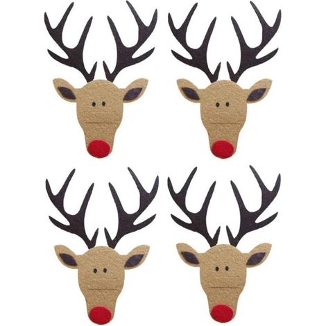 Weihnachtliches Geschirrset, braunes Rentier-Design, 19,5 x 14 cm, 4-teiliges Besteckset, Aufbewahrungstasche aus Filz, Esstisch