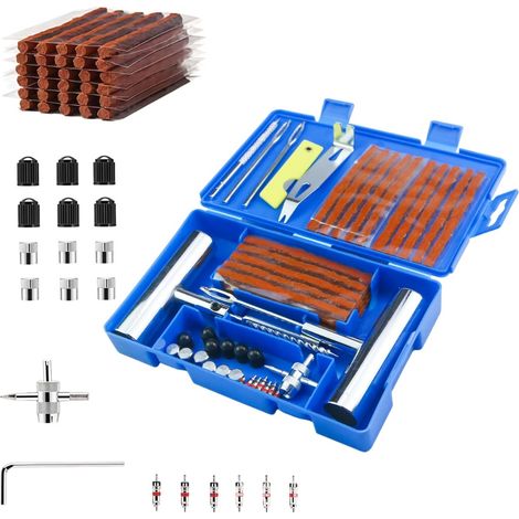 Kit de réparation de pneus de voiture en 42 pièces, comprenant une réparation d'urgence et des bandes de réparation. (1/4)