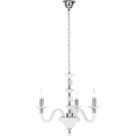 Lampada a sospensione GALA D72 cm in vetro lavorato a mano con dettagli in metallo 3 LUCI BIANCO (1/2)