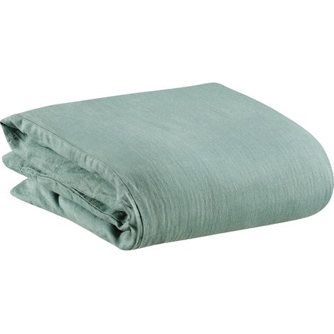 VIVARAISE - Housse de couette Zeff en lin 100% - Vert de gris - Taille 260 x 240 cm