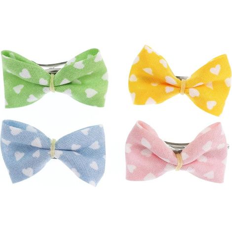 Set 15 pz fiocchi grandi raso a fermaglio stampa cuori per toelettaura 2,5x4,2 cm 2 g