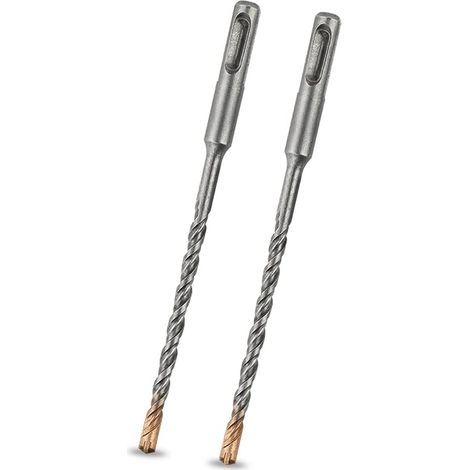 Foret SDS Plus 6mm x 160mm x 2pcs, Idéal pour Percer Dans le Béton, Brique, Pierre, Maçonnerie - 4 pointes en carbure, Accessoire Marteau Burineur (1/5)