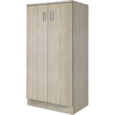 Mobile Multiuso Armadio 2 Ante 3 Ripiani Dispensa Salvaspazio 71x38x130 Cm Rovere