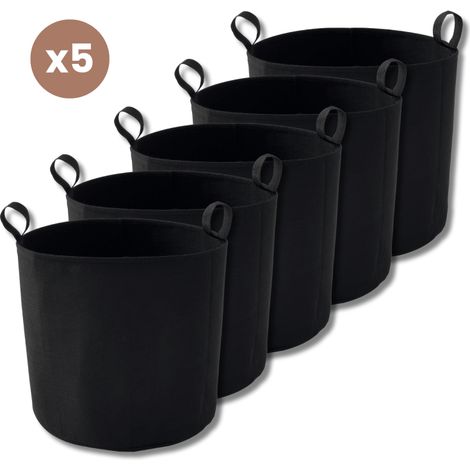 Lot de 5 Sac plantation feutre géotextile ø 40 cm 50,3 L Noir - Bag 4 Plant (1/3)