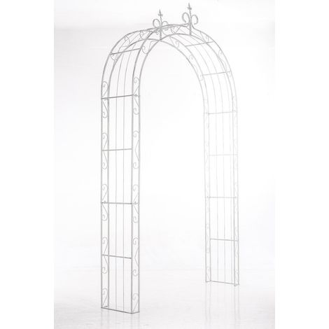 Arco per rose da giardino rivestito in ferro, altezza 260 cm, bianco invecchiato MDJ10117