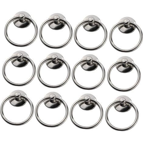 12 Pomelli per mobili vintage, pomelli per cassetti, pomelli ad anello per armadi, cassettiere, ante, maniglie per mobili, argento (1/5)