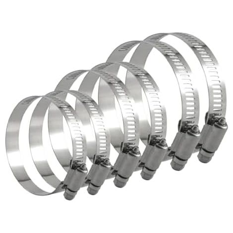 Pièces Collier de Serrage Réglable, 6 pièces Inox 304 Métallique pour la Plomberie, Piscine, l'Automobile et les Applications Mécaniques, 90-110mm, 80-100mm 70-89mm - (1/5)